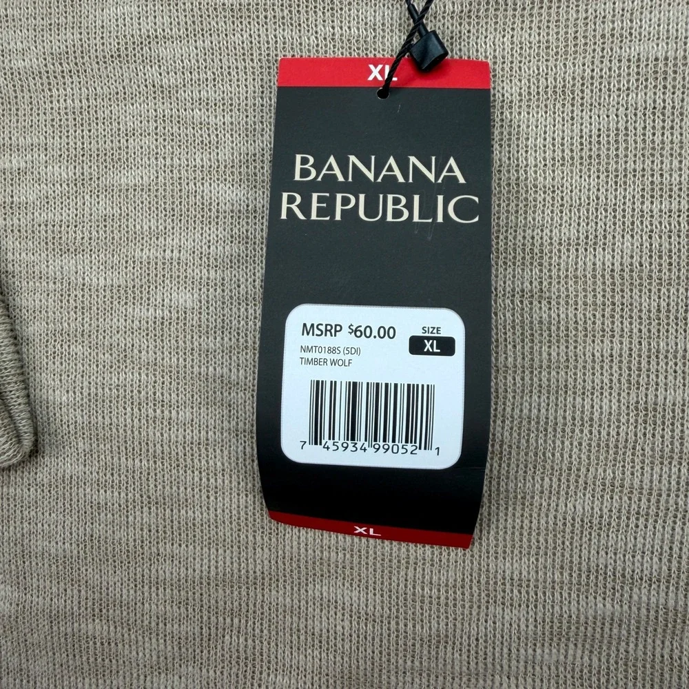 NEW Banana Republic Mens XL Double Knit Crew Timber Wolf Brown NWT